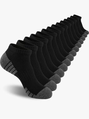 Unissex Black & Gray Low-Cut Athletic Socks - 7 pack